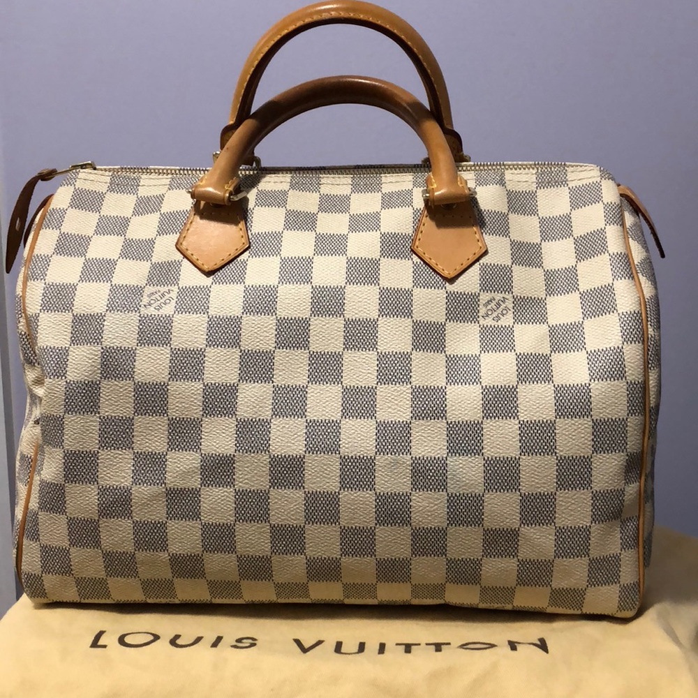 Authentic LV white damier speedy